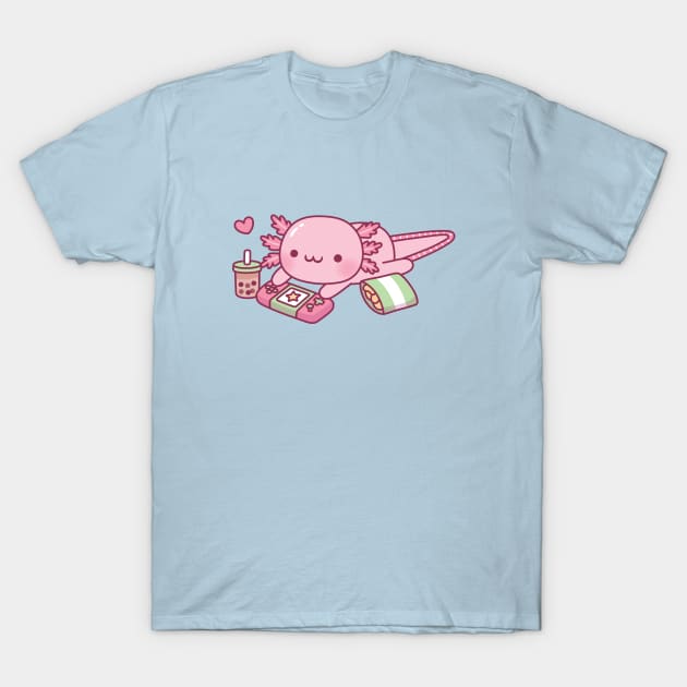 Cute Axolotl Relax Gamer T-Shirt by rustydoodle